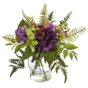 Nearly Natural 14-in Hydrangea & Berry Artificial Arrangement - 1 of 1