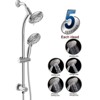 Itopfox Handheld & Rain Shower Combo with 5-Setting Spray, Adjustable Slide Bar, Flexible Hose, and Self-Cleaning Nozzles in Polished Chrome - 2 of 4