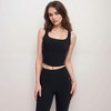 Anna-Kaci Active Women's Square Neck Active Crop Tank Top with Contour Seams Wide Straps and Sculpting Stretch Performance Fabric - 2 of 4