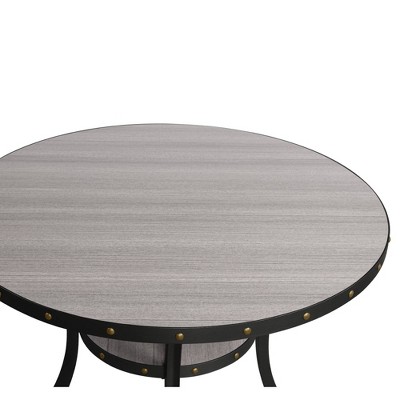 Elegant 48" Gray Round Wooden Dining Table with Industrial Flared Legs