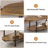 Oval Coffee Table, 2-Tiered Center Table with Open Storage, Modern Industrial Side Table, Wooden Cocktail Table with Metal Frame - 3 of 4