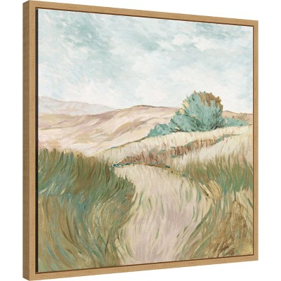 Serene Landscape Green and Beige Canvas Wall Art