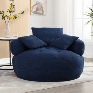 MOONMISS Oversized Barrel Accent Chairs,Round Lazy Sofa with 3 Pillows,Comfy Armchair with Thick Base for Living Room,Bedroom,Apartment - 1 of 4
