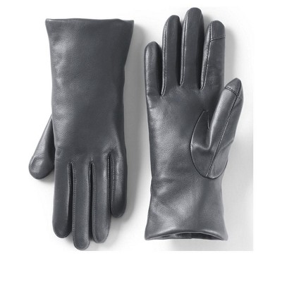 Lands' End Women's Ez Touch Screen Cashmere Lined Leather Gloves ...