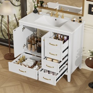 TIRAMISUBEST 36" Bathroom Vanity with Ceramic Sink, Modern Bathroom Vanity Cabinet with Soft-Closing Door, 4 Drawers of Different Sizes - 1 of 4