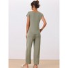 cheibear Women's Short Sleeve Top with Long Pants Modal Casual 2 Piece Loungewear Set - 3 of 4