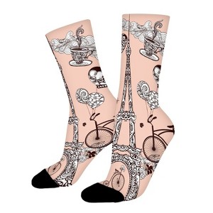 Eiffel Tower Women Printed Crew Socks Funny Funky Socks Soft Polyester Novelty Gifts for Artists Men - 1 of 1