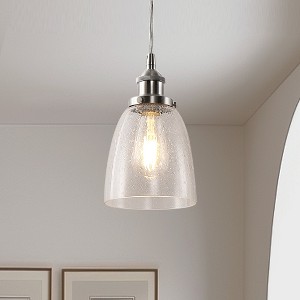 YANSUN Single-Head Pendant Light with Bubble Glass Shade, Non-Integrated Bulb, Sand Nickel Finish, E26 Socket - 1 of 1