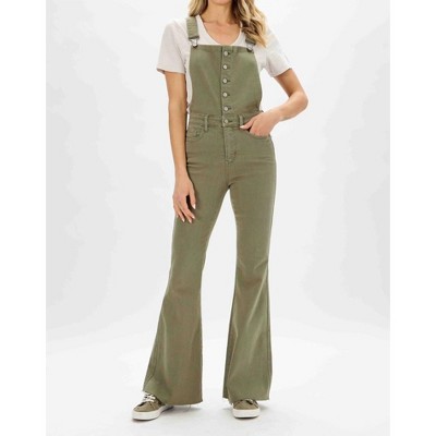 Women's High Waist Tummy Control w/ Release Hem Retro Flare Overall Jeans - Judy Blue