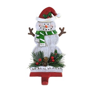 Christmas 7.5 Inch Snowman Plank Stocking Holder Stocking Holder , Slats Wood-Look Planks (1PC) - 1 of 3