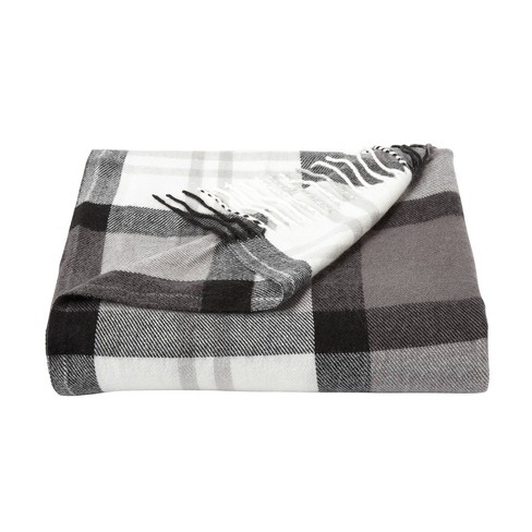 Gray plaid throw blanket sale