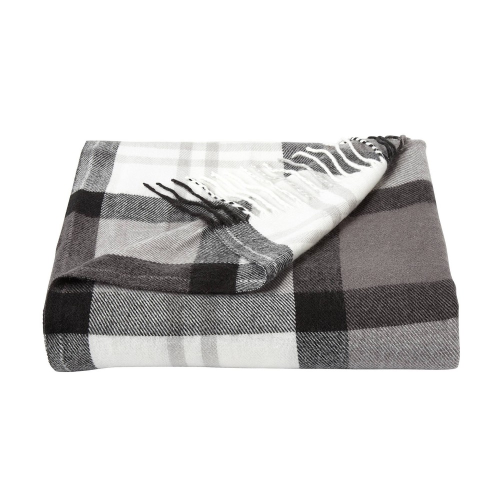 Photos - Duvet 60"x70" Breathable and Stylish Soft Phantom Plaid Throw Blanket Gray/White