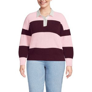 Lands' End Women's Drifter Rugby with Woven Collar Sweater - 1 of 3