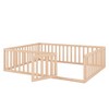 CAVINAS Twin/Full/Queen Size Bed Frame with Heightened Fences,Solid Wood Floor Bed for Kids Room,Bedroom,Playroom - 4 of 4