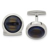 Chisel Stainless Steel Polished Blue and Brown Cat's Eye Circle Cufflinks - 2 of 3