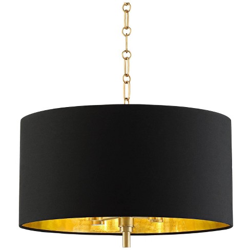 Barnes And Ivy Warm Gold Drum Pendant Chandelier 20 Wide Modern Black Fabric Drum Shade Fixture Dining Room House Foyer Kitchen Target