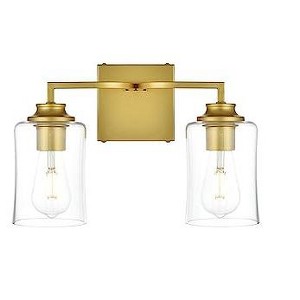 Elegant Lighting Ronnie 2 light Brass and Clear Bath Sconce - 1 of 4