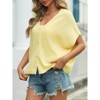BLUEMING Womens Oversized Cardigans Open Front Short Sleeve Button Down V Neck Sweaters Casual Knit Sweater Tops - 3 of 4