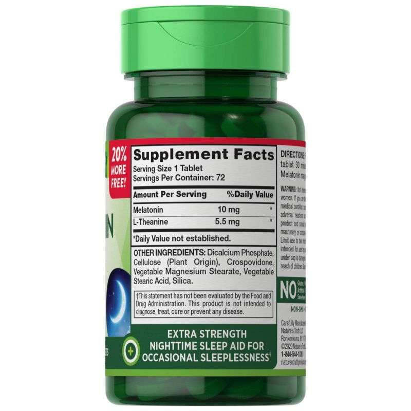 Nature's Truth Melatonin Dietary Supplement Tablets - 72ct, 3 of 6