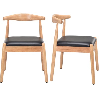 GlasFlength Dining Set of 2, Mid-Century Modern Dining Chairs with Solid Wood Legs for Kitchen and Dining Room, Brown, 22.8"*22"*30.3"