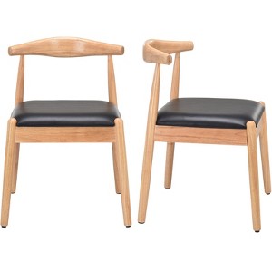 GlasFlength Dining Set of 2, Mid-Century Modern Dining Chairs with Solid Wood Legs for Kitchen and Dining Room, Brown, 22.8"*22"*30.3" - 1 of 4
