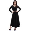 WhizMax Women Velvet V-Neck Long Dress with Cinched Waist and Flowy dress - 2 of 4
