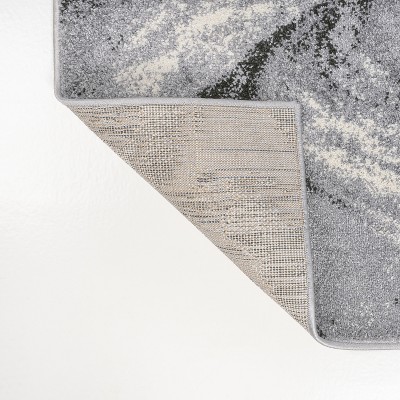 4' x 6' Black and Gray Abstract Synthetic Area Rug