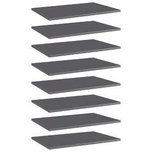 vidaXL Bookshelf Boards 8 pcs High Gloss Gray 23.6"x15.7"x0.6" Engineered Wood - 1 of 4
