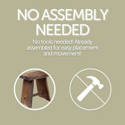 Nordic Teak  Rustic Shower and Bath Stool with Curved Seat - Brown