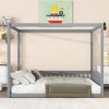 KTMBDW Full Size Canopy Bed Frame with 4 Posters and Guardrails, Full Size Montessori Floor Bed with High Fence, Montessori Bed Full Size - 2 of 4