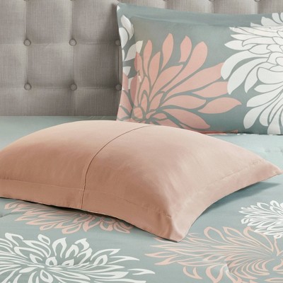 Madison Park Full Calla Complete Comforter Sheet Set - Blush/Gray: Microfiber Bedding Ensemble with Embroidered Details — фото 4