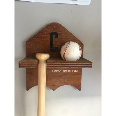 Dark Brown Mahogany Baseball Wall Mount Display Shelf