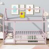 Grungis Twin Size Floor Bed for Kids with House Roof Frame,Modern Toddler Bed with Guardrails,Montessori Bed for Bedroom - 2 of 4