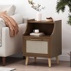 Boyes Contemporary End Table with Hutch: Rattan Accents, Splayed Legs - Christopher Knight Home - 2 of 4