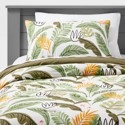 Twin Botanical Garden Cotton Comforter Set Green - Pillowfort™