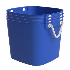 Life Story Flexi Tub, Versatile 42 Quart Storage Tote, Flexible Plastic Home Organizer Lightweight Basket with Carrying Handles, Blue, 4 Pack - 1 of 4