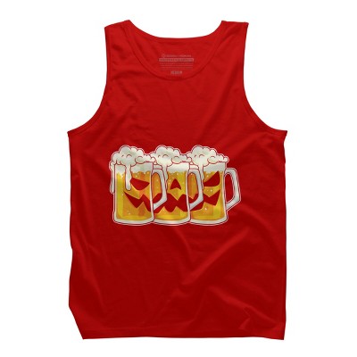 Men's Design By Humans Halloween Jack O Lantern Beer Drinking By RedBirdLS Tank Top