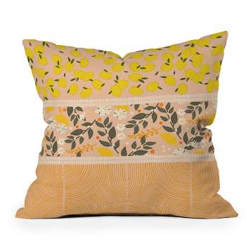 16"x16" Iveta Abolina Benoite Blush Lemons Square Throw Pillow Beige - Deny Designs
