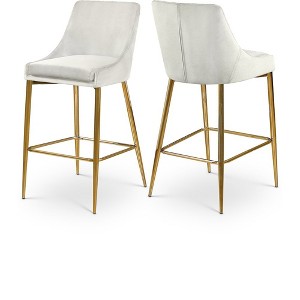 Meridian Furniture,Karina Cream Velvet Stool, Set of 2 - 1 of 4