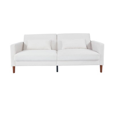 74" Loveseat Sofa, Corduroy Sofa Couch with 2 Pillows Small Modern Comfy Couch for Small Apartments, Living Room and Office beige