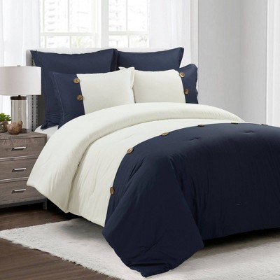 Benita Full/Queen 7pc Printed Seersucker Comforter Set Blue