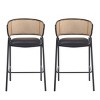 29.5" Modern Faux Leather Counter Stool Set of 2 with Rattan Backrest, Indoor Kitchen Seating for Kitchen Island or Home Bar-The Pop Home - 2 of 4