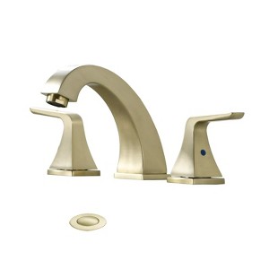 LunaLulink Widespread 2 Handles Bathroom Faucet with Pop Up Sink Drain Brushed Golden - 1 of 4