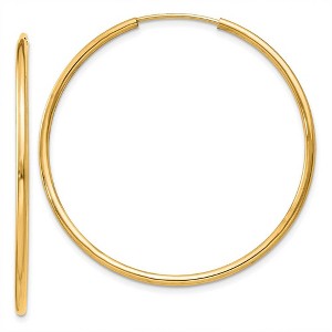 Black Bow Jewelry 1.5mm x 36mm 14k Yellow Gold Polished Round Endless Hoop Earrings - 1 of 4
