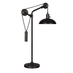 Hudson and Canal 33.5" Tall Solid Wheel Pulley System Table Lamp with Metal Shade - 1 of 4