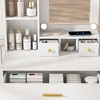 Okak Vanity Desk with Power Outlet and Hairdryer Holder, Makeup Vanity with Mirror and Cushion Stool, Dressing Table for Small Bedrooms - 4 of 4