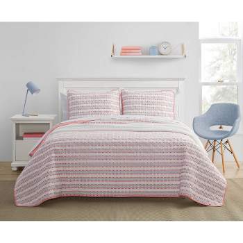 3pc Full/queen Due South Cotton Quilt Set Pink - Scout Home : Target