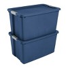 Racxily Extra Large Storage Bin, Plastic Storage Container with Latch Lid & Wheels, Blue - 4 of 4