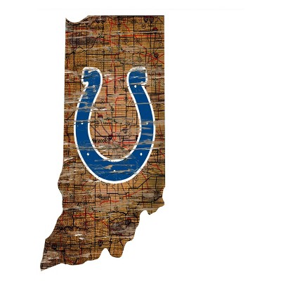 NFL Indianapolis Colts 12" State Map Wood Sign
