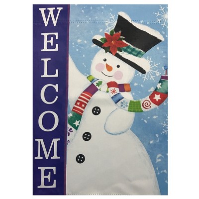 Northlight Blue and White Welcome Outdoor Christmas Garden Flag 12.5" x 18"